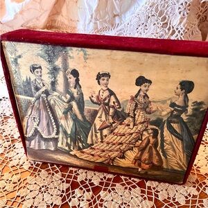 Lovely Vintage Hanes Hosiery Box Fashion Print Satin Velvet